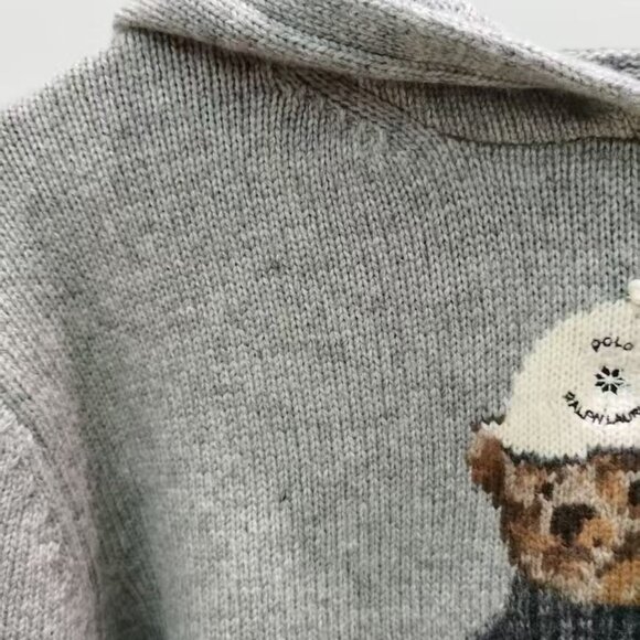 Polo Ralph Lauren Gray Bear Sweater Hoodie - Picture 3 of 9